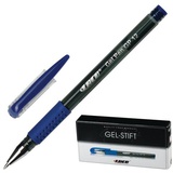 Ручка гелевая 1мм синяя LACO GP12, тонированный корпус черный, резиновый упор, металлиеский наконеник, [141870]
