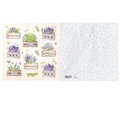 Бумага для скрапбукинга Лавандовые сны"Ящики с цветами" 15.5 х 15.5 см 180 гр/м2 [1561847]