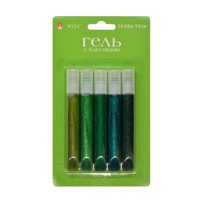 Гель с глиттером Цветовая гамма №4  (набор 5 шт. 5 цв.) 10,5 гр=1 бут. 2-318/04