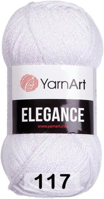 Пряжа YarnArt Elegance 50г/130м (88% хлопок, 12% металлик) 117 белый