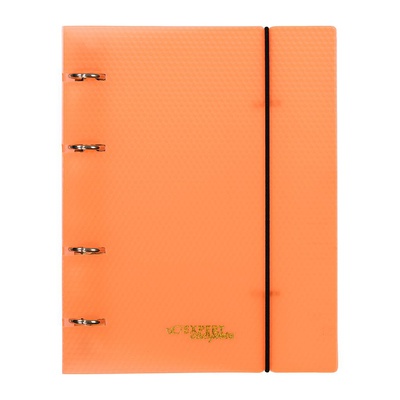 Обложка для тетрадных блоков А5+ 4 кольца на резинке, 700мкм, d - 20 мм, Expert Complete, пластик, оранжевый,  [EC21140012]