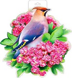 Плакат вырубной 2х-сторонний Птичка в цветах, с подвесом Р34-326