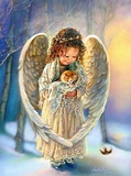 Картина по номерам 40х50см Рождественский ангел с котенком RDG-2711 (сложность * * * *)