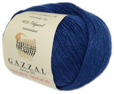 Пряжа Gazzal Baby Wool 50г/175м (40%акрил /40%мериносовая шерсть /20%кашемир ПА) 802, тёмно-синий