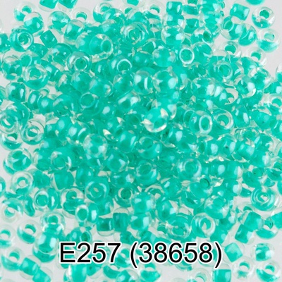 Бисер стеклянный GAMMA 5гр кристально-прозрачный с цветным отверстием, блестящий, зеленый, круглый 10/*2,3мм, 1-й сорт Чехия, Е257 (38658)