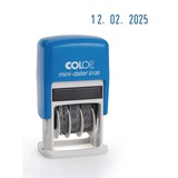 Датер-мини ленточный, пластик, 1стр., h 3,8мм, обозначение месяца - цифровое, в комплекте сменная подушка, синяя, Colop  163200