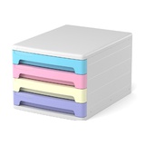 Файл-кабинет 4-секционный пластиковый ErichKrause® Pastel, белый с голубыми, розовыми, желтыми и фиолетовыми ящиками, ЕК55873