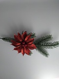 Декоративное украшение Рожденственская пуансеттия с блестками, цвет: красный, 9см