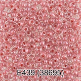 Бисер стеклянный GAMMA 5гр кристально-прозрачный с цветным отверстием, блестящий, грязно-розовый, круглый 10/*2,3мм, 1-й сорт Чехия, Е439 (38695)