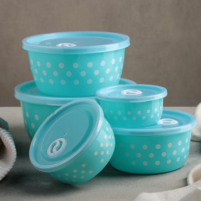 Набор контейнеров (пластик) 0,35л / 0,65л / 1,150л/ 2л/ 3,4л. Горошек, (круглые), 4278953