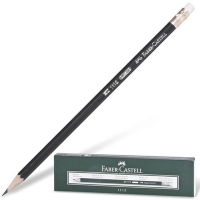 Карандаш чернографитный Faber-Castell FC111200, с ластиком, шестигранный корпус, черный [180379]
