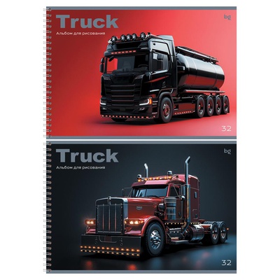 Альбом для рисования 32л. А4 на гребне, BG "Truck", мелованная обложка, блок 100 г/м2,  АР4гр32 08639