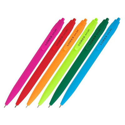 Ручка шариковая автоматическая на масляной основе 0,7мм синяя Lorex Round Colors "Auto Soft" игловидный наконечник, круглый прорезиненный корпус, ассорти. LXOPAS-RC1