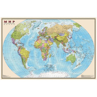 Карта "Мир" политическая 1:35млн. (0,9*0,58), без ламинации  242305