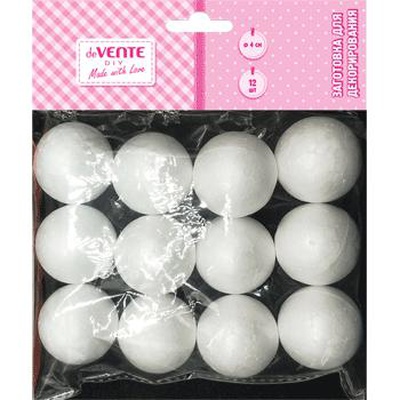 Набор заготовок для декорирования deVENTE: шарики из пенопласта, d=4 см, 12 шт. 8003901