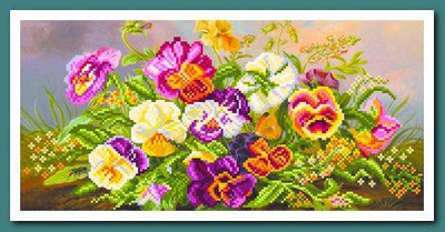 Канва/шелк (бисер) 24х47см Букет для Анюты Матренин Посад,  [4200]
