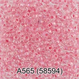 Бисер стеклянный GAMMA 5гр прозрачный радужный с цветным отверстием, розовый, круглый 10/*2,3мм, 1-й сорт Чехия, A565 (58594)