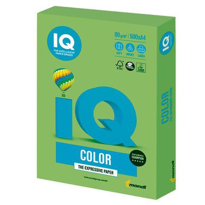Бумага IQ Color А4 80г/м2, 500л., интенсив, зеленая липа, LG46, 110761