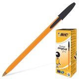 Ручка шариковая 0,8мм черная BIC "Orange", линия письма 0,3 мм, корпус оранжевый,  [140058]