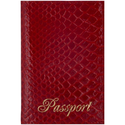 Oбложка для паспорта OfficeSpace "Питон" кожа, красный,  [254225]
