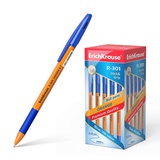 Ручка шариковая 0,7мм синяя ErichKrause R-301 Stick&Grip Orange, непрозрачный оранжевый шестигранный корпус. индивидуальная маркировка ЕК39531