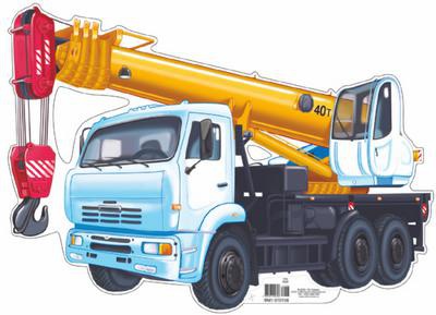 Плакат вырубной 32*20см Машина автокран, УФ-лак [ФМ1-010158]