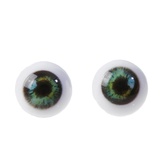 Глаза винтовые с заглушками, пластиковые 2 пары, цвет зеленый, 1,4см, [4380018]
