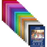 Фоамиран А4, 2 мм, deVENTE. Hobby Creative, 20 л., 20 цветов с блестками,  пластиковый пакет с европодвесом, 8112420