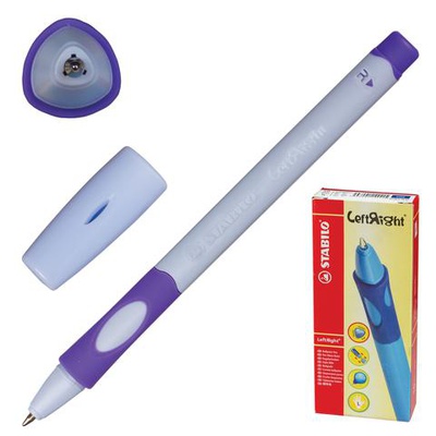 Ручка шариковая 0,8мм синяя (для правшей) Stabilo"Left Right", грип, лавандовый корпус, 220088 R