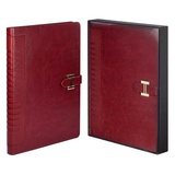 Ежедневник недатированный, A5+, 160л. Escalada, сариф бордовый, твер. переплёт с поролоном, кожзам "Снейк", промостикер + подарочная картонная коробка