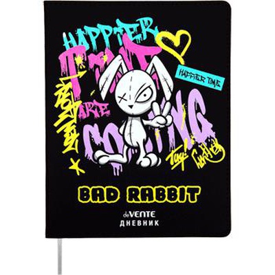 Дневник 1-11 кл. 48л. (гибкий) кож/зам deVENTE. Bad Rabbit, белая бумага 80 г/м2, печать в 1 краску, шелкография, отстрочка, 1 ляссе, 2020465