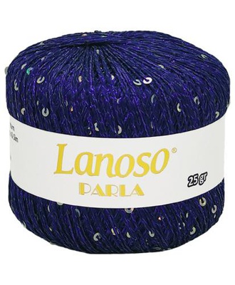 Пряжа Lanoso PARLA 25г/217м (75% люрекс 25% пайетки),  синий с серебряными пайетками, 5451
