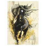 Ежедневник датированный 2026г, А5 160л. линия, "Вороной конь", твёрдый переплёт 7БЦ, матовая ламинация, тиснение фольгой, 71535