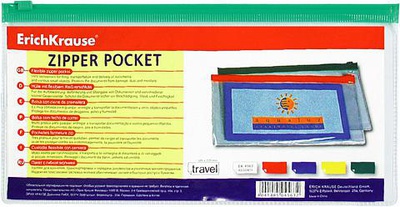 Папка на молнии 13х24см прозрачная Erich Krause PVC Zip Pocket Travel ЕК4563