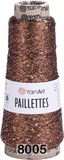 Пряжа YarnArt PAILLETTES  50г/800м (75% металлизированный полиэстер, 25% пайетки), коричнеевый 8005