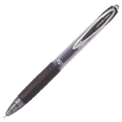 Ручка гелевая автоматическая 0,7мм черная UNI-BALL (Япония), линия 0,4 мм, корпус тонированный, UMN-207 BLACK, 142619
