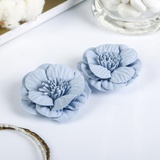 Набор цветочков из ткани под замшу 2 шт, Камелия, голубой, 5х5 см, 2505068