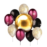 Набор шаров фольгированных "Золотой шик", 10шт. цвет ассорти, + конфитти и лента 3816039