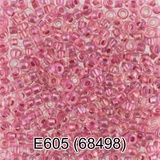 Бисер стеклянный GAMMA 5гр прозрачный с перламутровым отверстием, розовый, круглый 10/*2,3мм, 1-й сорт Чехия, Е605 (68498)