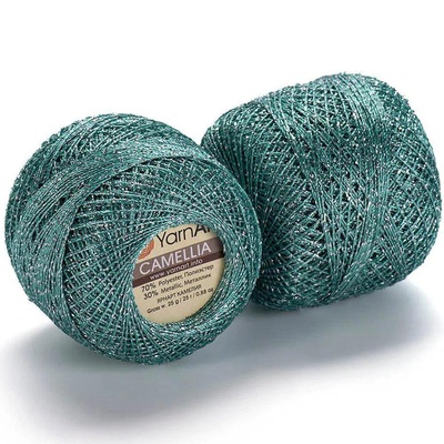 Пряжа Yarnart Camellia 50г/450м (91% полиэстер, 9% металлик), ментол 427