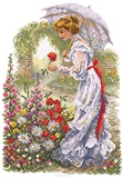Канва с рисунком 37х49см В цветущем саду Матренин Посад,  [1700]