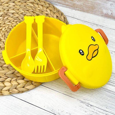 Ланч-бокс (пластик) "Duck", yellow, (круглый), 6346