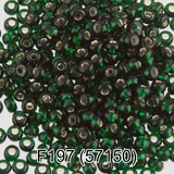 Бисер стеклянный GAMMA 5гр прозрачный с посеребренным отверстием, темно-зеленый, круглый 10/*2,3мм, 1-й сорт Чехия, F197 (57150)