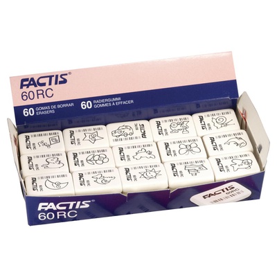 Резинка стирательная FACTIS 60RC, 32 х24 х7 мм, белая, прямоугольная, мягкая CNF60RC