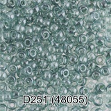 Бисер стеклянный GAMMA 5гр прозрачный с цветным глянцевым покрытием, серо-зеленый, круглый 10/*2,3мм, 1-й сорт Чехия, D251 (48055)