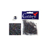 Стеклянный бисер Colibry 20г прозрачный с цветным стержнем и бензиновым блеском (радужный) (57)