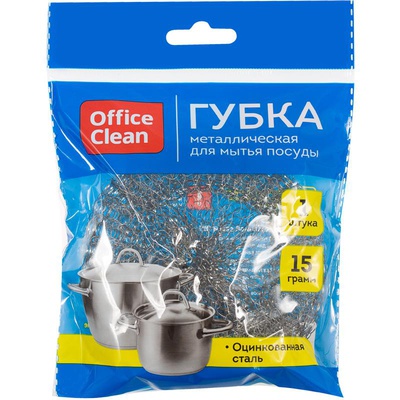 Губка для посуды OfficeClean, металлическая, 9*3см, 1шт., 248558