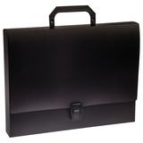 Папка-портфель 1 отделение А4, 600мкм, на замке, пластик, черный, СТАММ ММ-30700