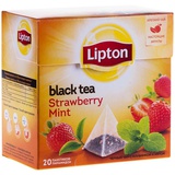 Чай Lipton "Strawberry Mint", черный с ароматом клубники и мяты, 20 пакетиков-пирамидок по 1,6г,  [225344]