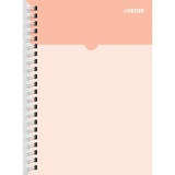 Записная книжка 105 х 150 80л. на гребне клетка, deVENTE, пластиковая обложка с пластиковым карманом, персиковый с бежевым, 2252503